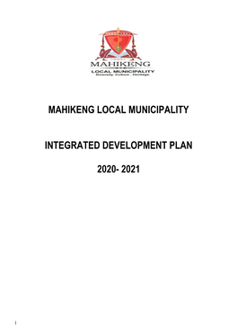 Mahikeng Local Municipality Integrated Development Plan 2020