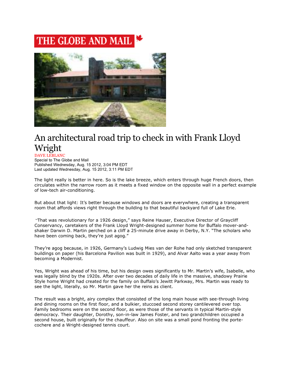 An Architectural Road Trip to Check in with Frank Lloyd Wright