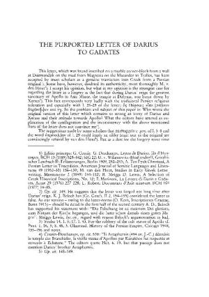 The Purported Letter of Darius to Gadates