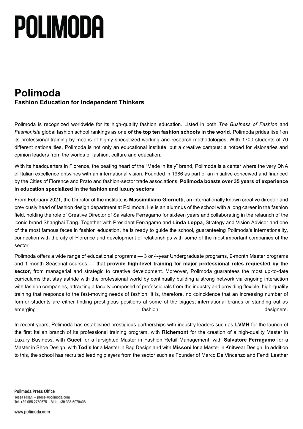 Polimoda Fashion Education for Independent Thinkers