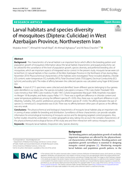 Larval Habitats and Species Diversity of Mosquitoes