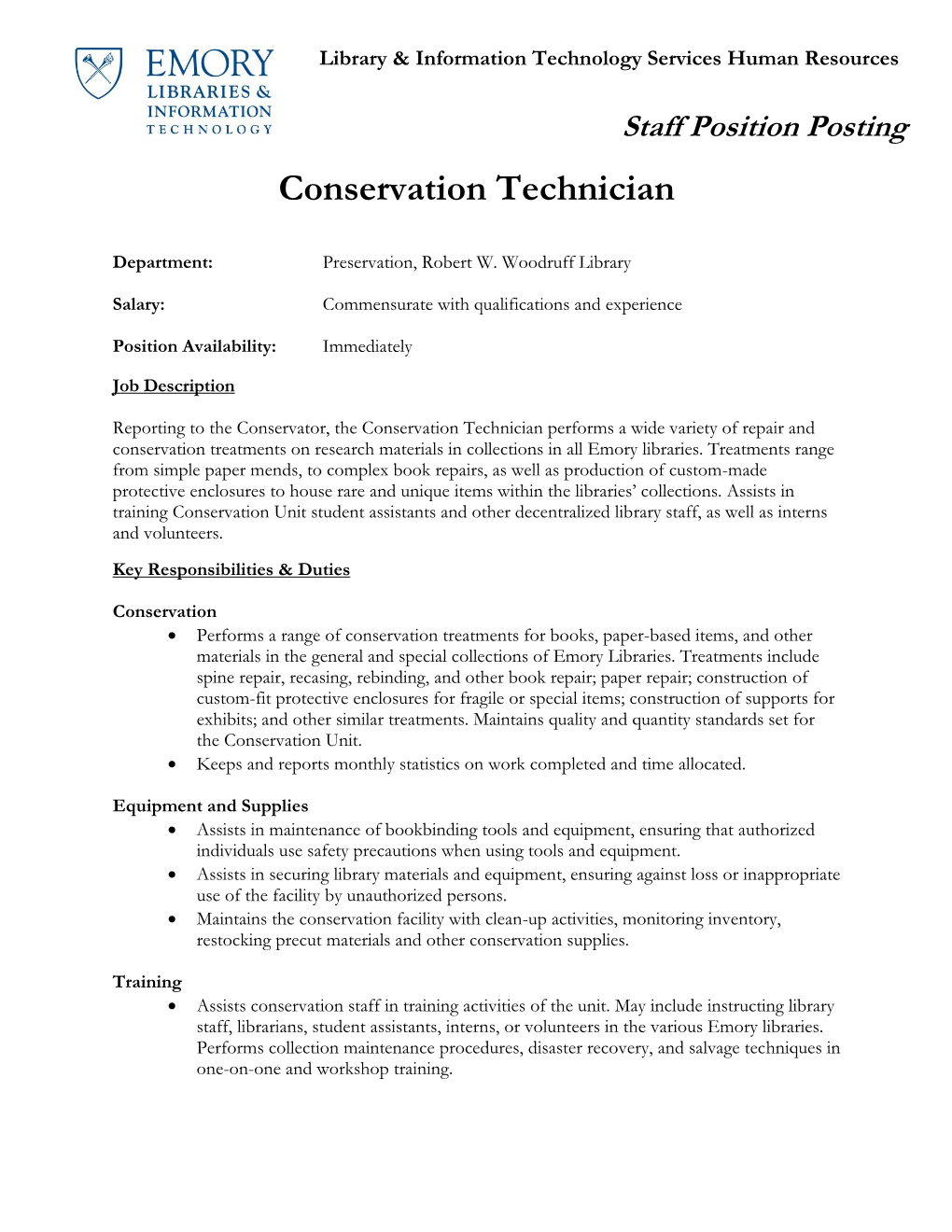 Conservation Technician