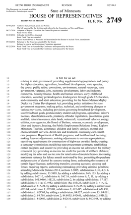 House of Representatives Eighty-Ninth Session H