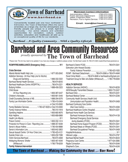 Barrhead and Area Community Resources Proudly Sponsored by the Town of Barrhead Please Note: This List May Need to Be Updated