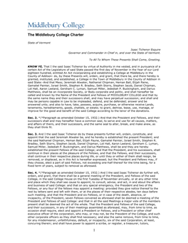 1 the Middlebury College Charter