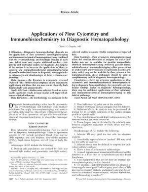 Applications of Flow Cytometry and Immunohistochemistry to Diagnostic Hematopathology