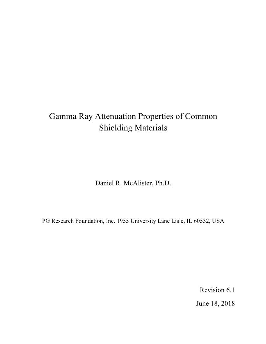Gamma Ray Attenuation Properties of Common Shielding Materials