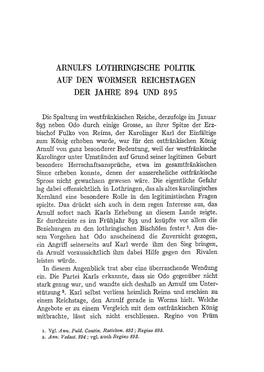 Arnulfs Lothringische Politik Auf Den Wormser Reichstagen Der Jahre 894 Und 89 5
