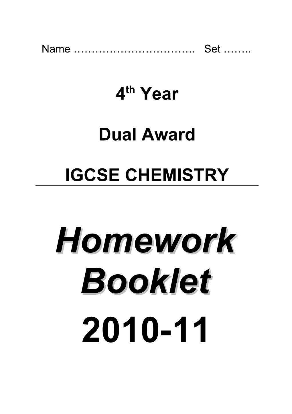 Igcse Chemistry