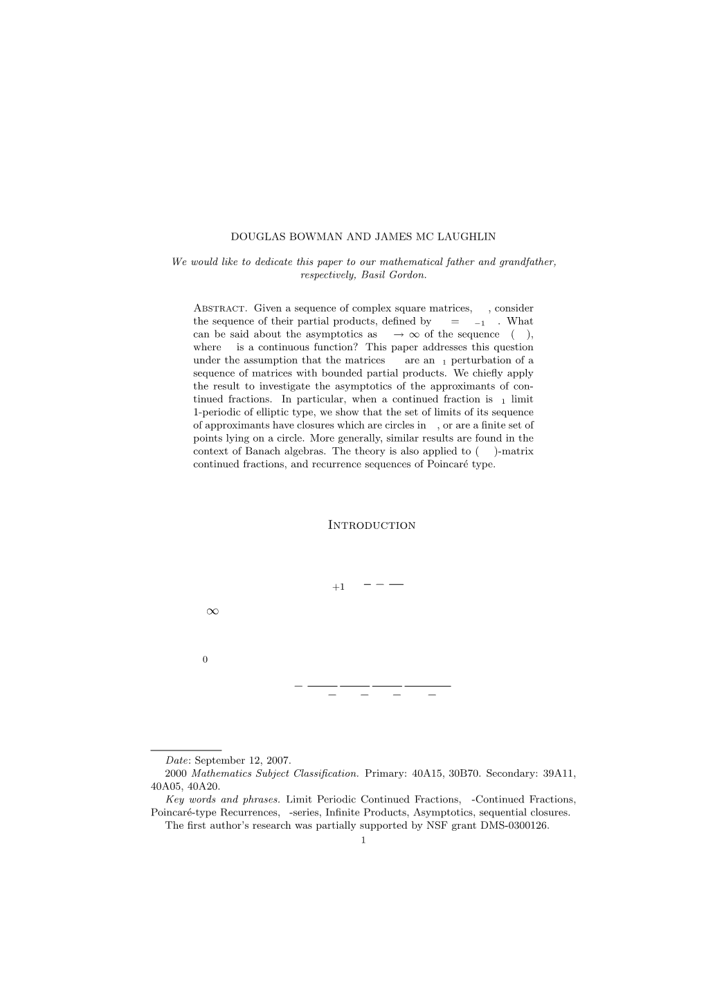 Asymptotics and Sequential Closures of Continued Fractions and Generalizations