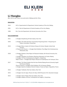 Li Hongbo Born 1974 in Jilin, China