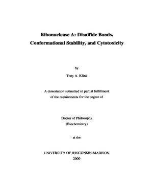 Ribonuclease A: Disulfide Bonds, Conformational Stability, and Cytotoxicity