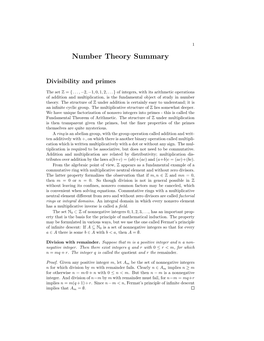 Number Theory Summary