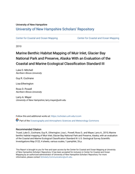 Marine Benthic Habitat Mapping of Muir Inlet, Glacier Bay National