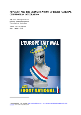 Populism and the Changing Vision of Front National on European Integration