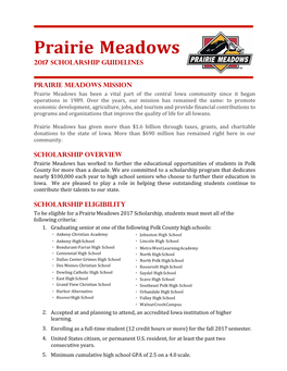 Prairie Meadows 2017 Scholarship Guidelines