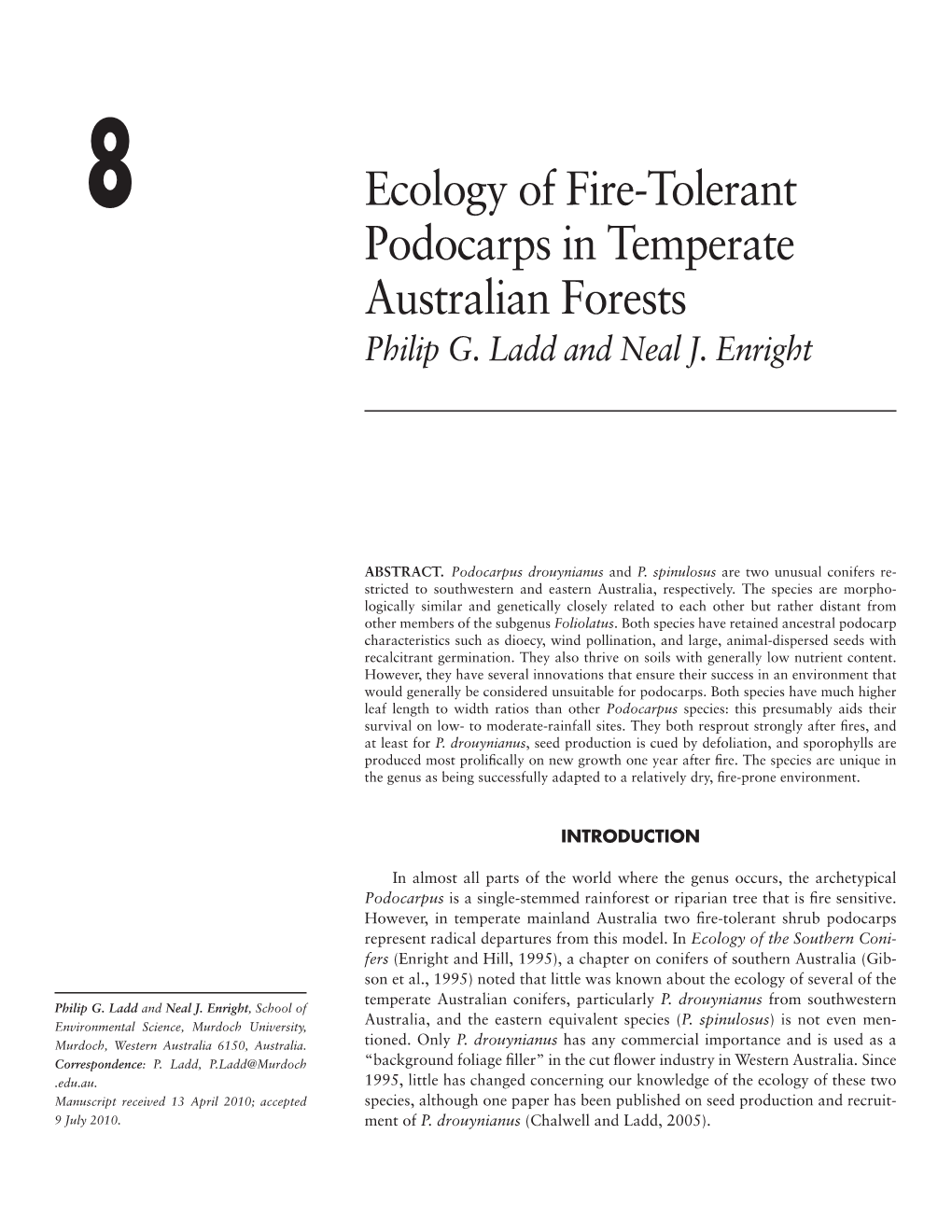 Ecology of Fire-Tolerant Podocarps in Temperate Australian Forests Philip G