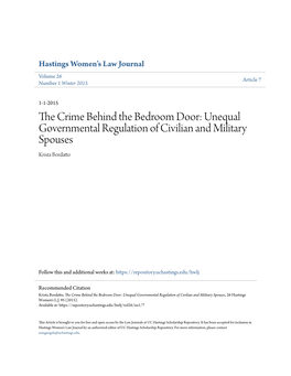 Unequal Governmental Regulation of Civilian and Military Spouses Krista Bordatto