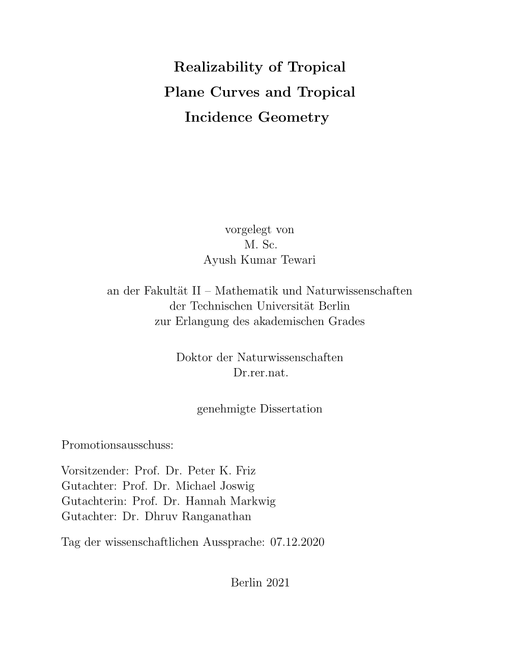 Realizability of Tropical Plane Curves and Tropical Incidence Geometry