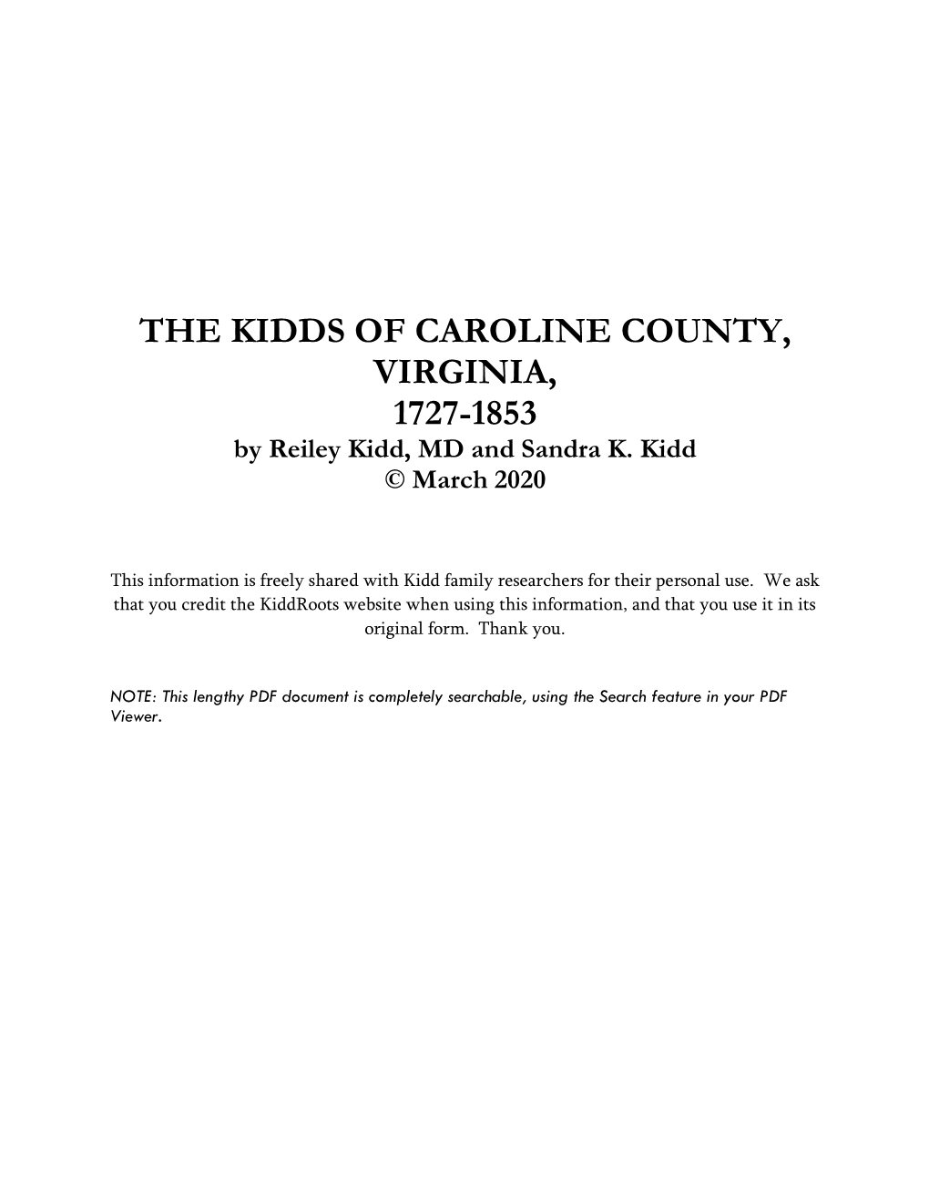 Caroline County Virginia Kidds