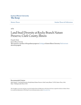 Land Snail Diversity at Rocky Branch Nature Preserve, Clark County, Illinois Daniel J