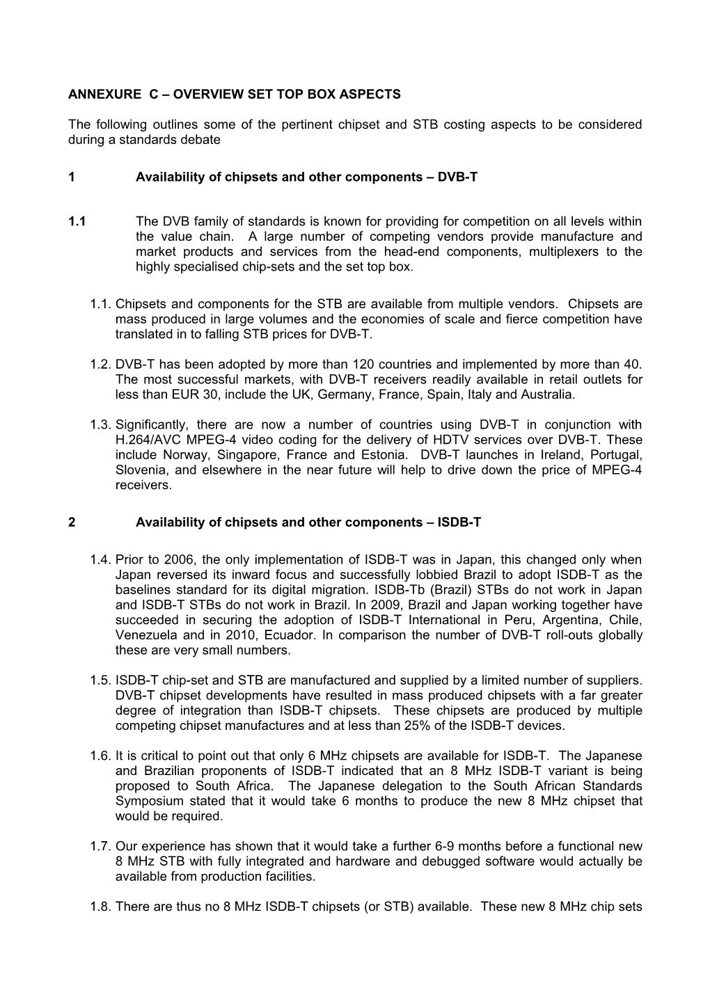 Annexure C Overview Set Top Box Aspects