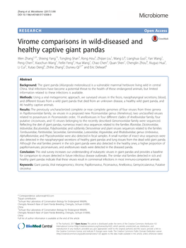 Virome Comparisons in Wild-Diseased and Healthy Captive Giant Pandas