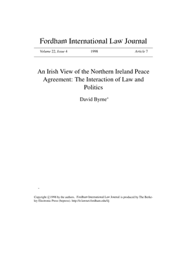 An Irish View of the Northern Ireland Peace Agreement: the Interaction of Law and Politics