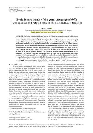 Evolutionary Trends of the Genus Ancyrogondolella (Conodonta) and Related Taxa in the Norian (Late Triassic)