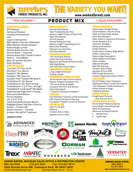 Product Mix * Huge Inventory*