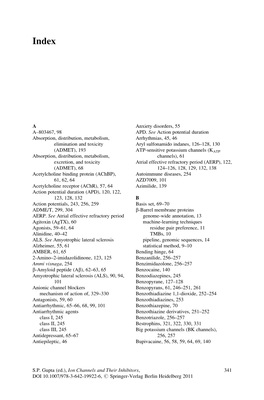A A–803467, 98 Absorption, Distribution, Metabolism, Elimination