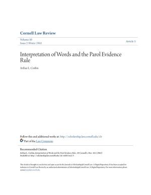 Interpretation of Words and the Parol Evidence Rule Arthur L