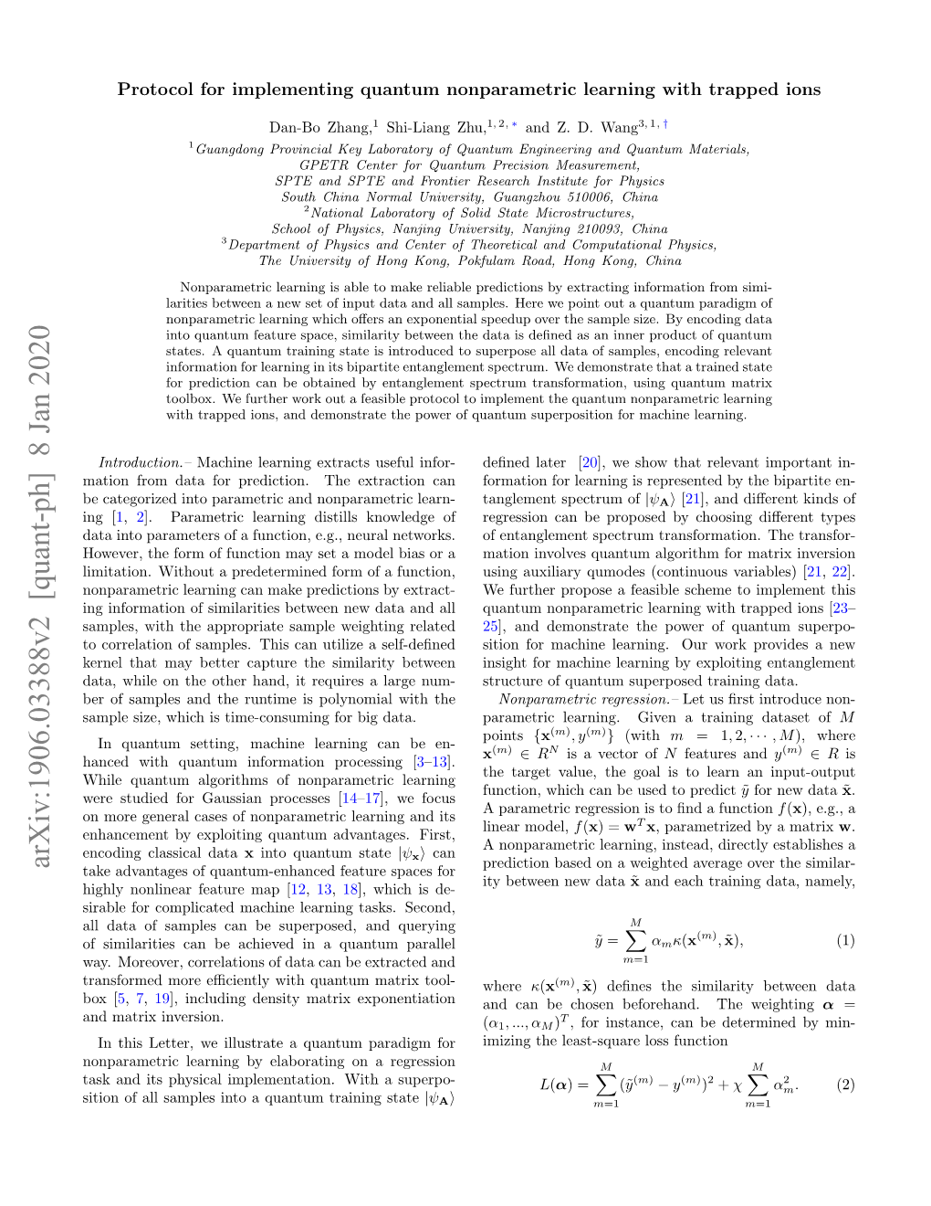 Protocol for Implementing Quantum Nonparametric Learning with Trapped Ions