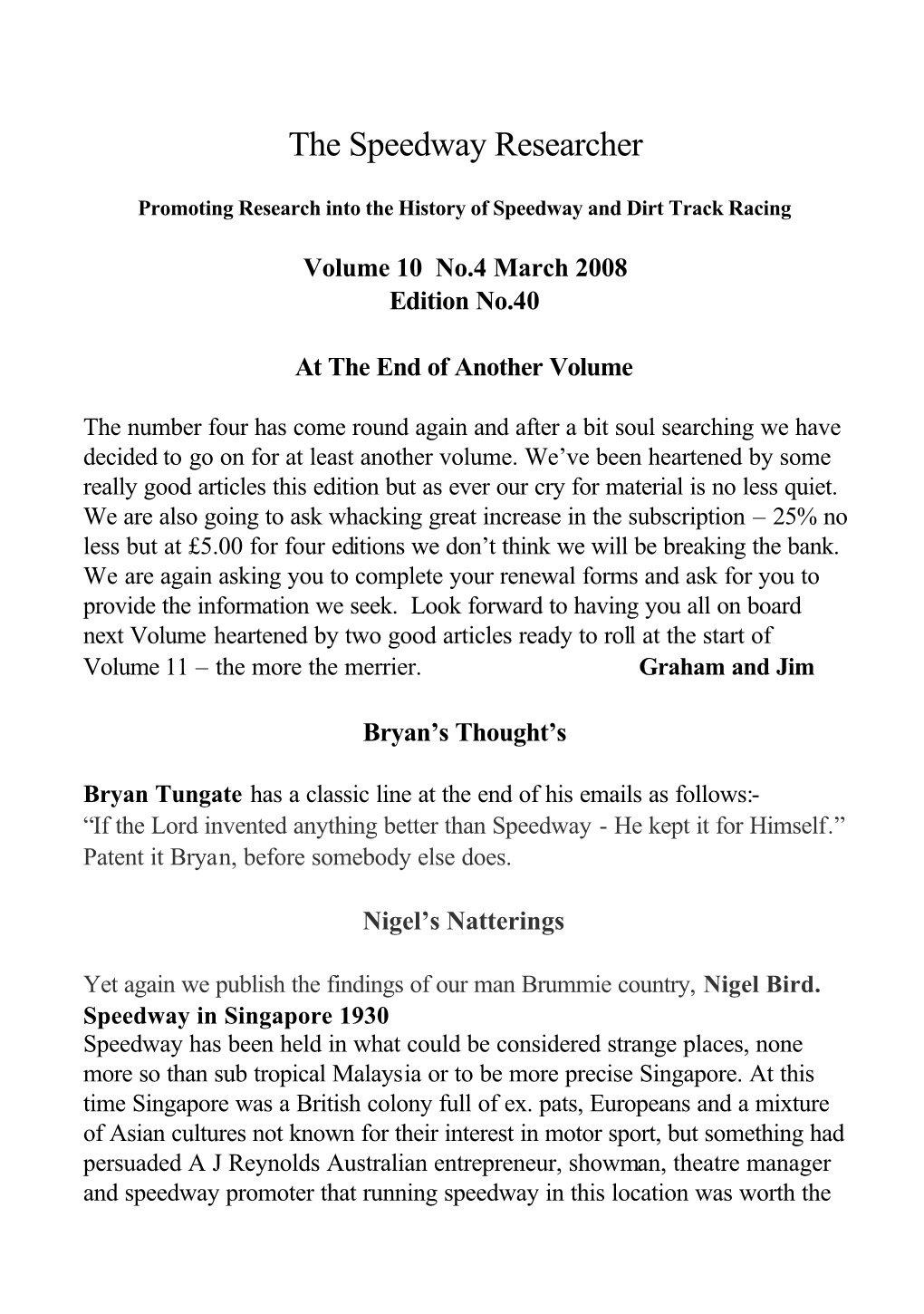 Volume 10 No.4 March 2008 Edition No.40