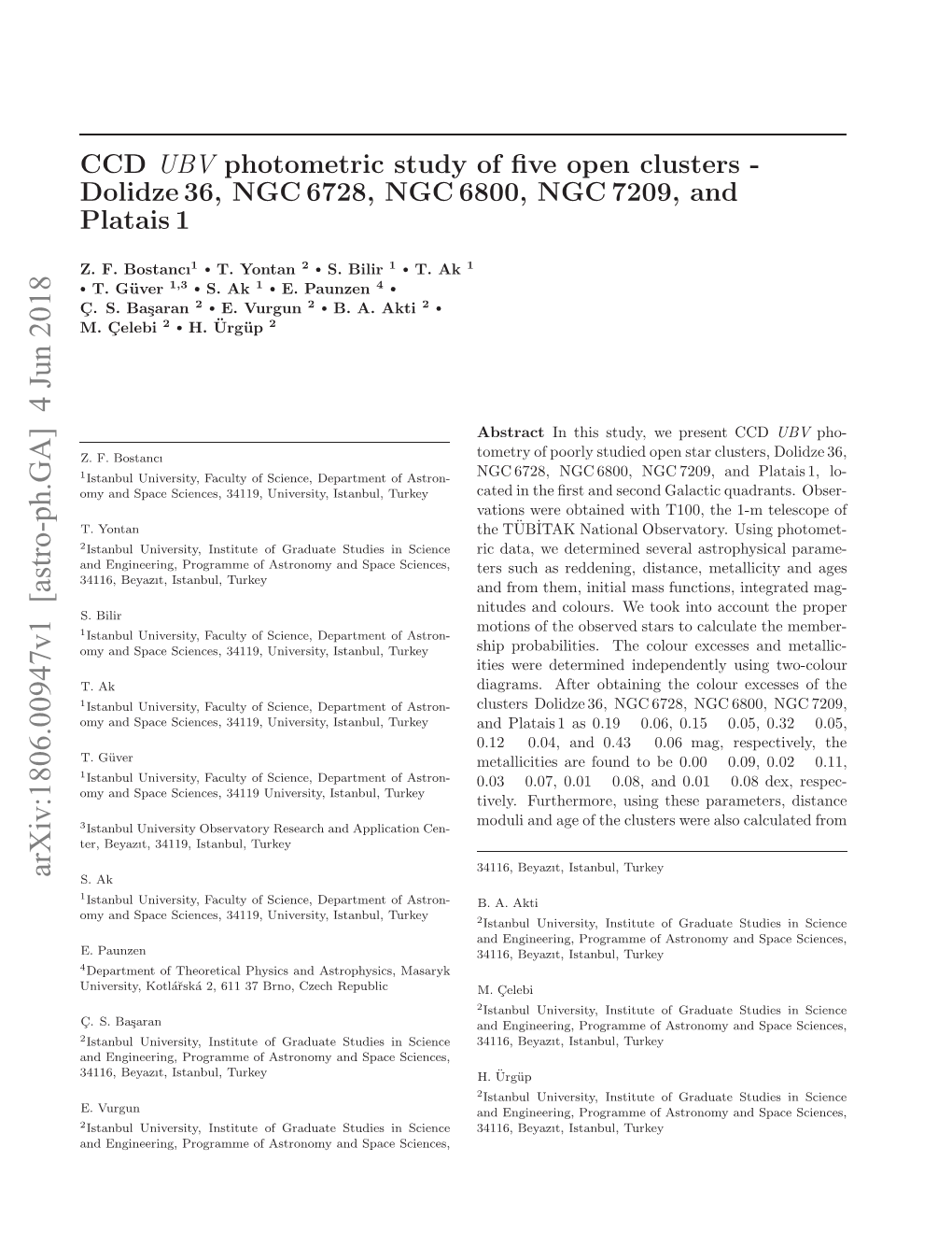 CCD UBV Photometric Study of Five Open Clusters-Dolidze 36, NGC