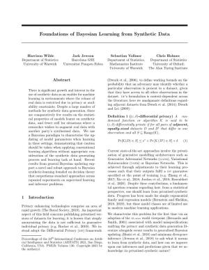 Foundations of Bayesian Learning from Synthetic Data
