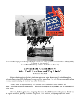 Cleveland and Aviation History. What Could Have Been and Why It Didn't by Michael D