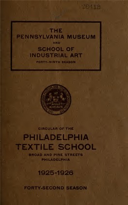 Textile School Catalog, 1925-1926