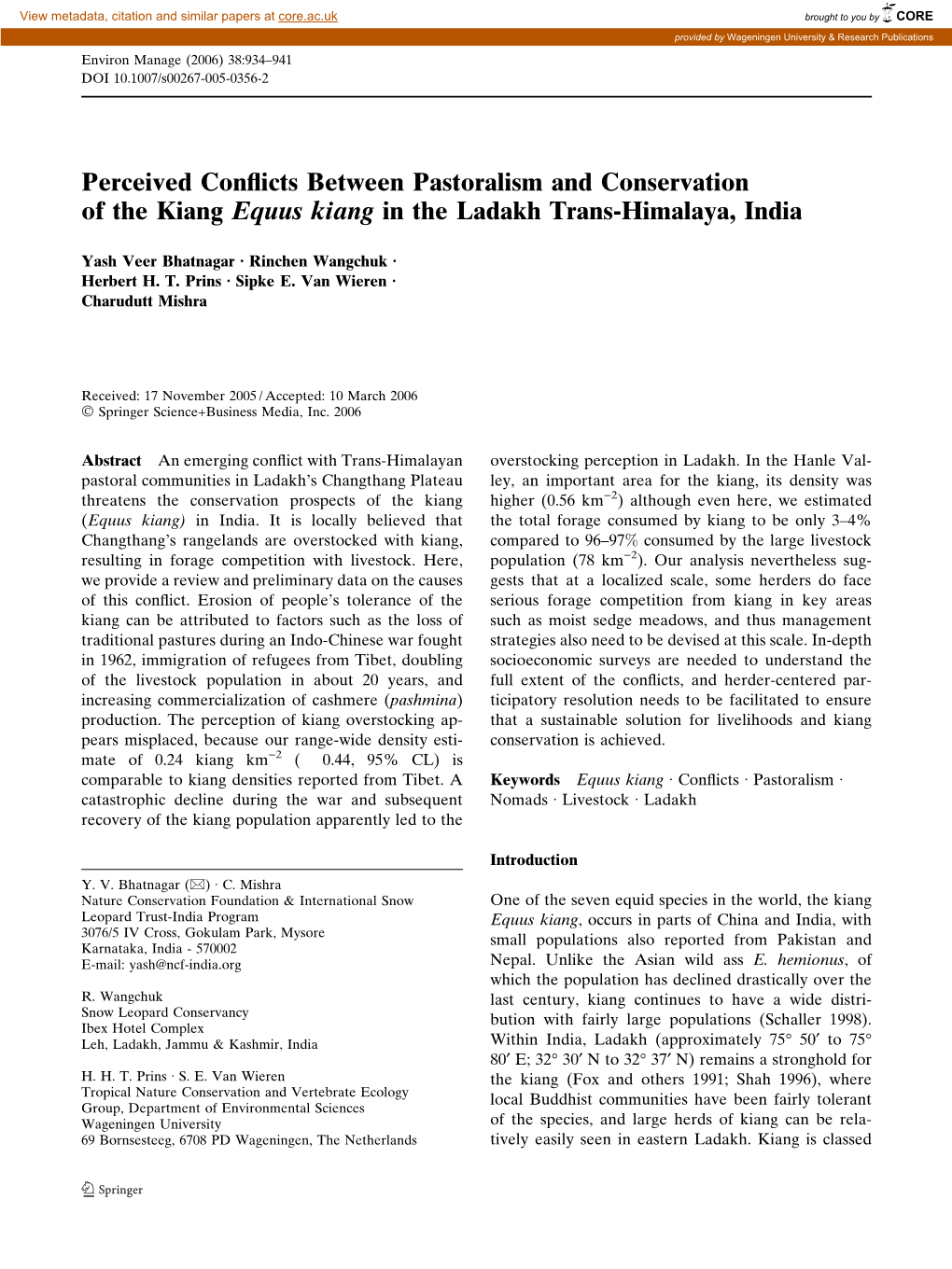 Perceived Conflicts Between Pastoralism And