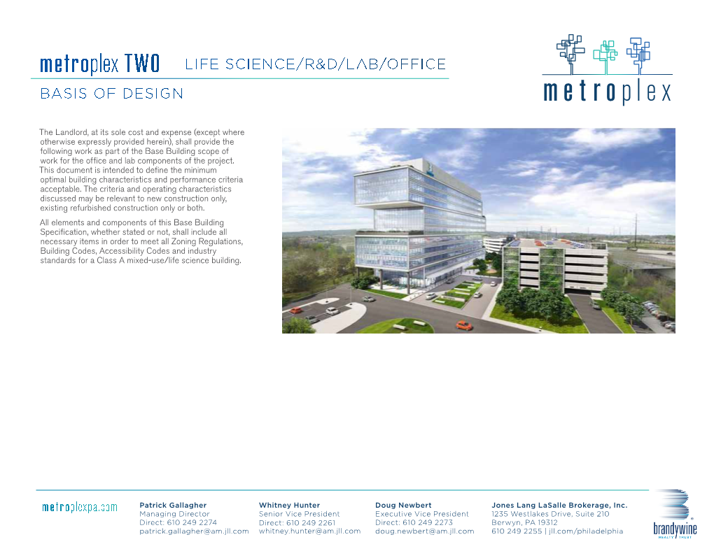 Metroplex TWO LIFE SCIENCE/R&D/LAB/OFFICE BASIS