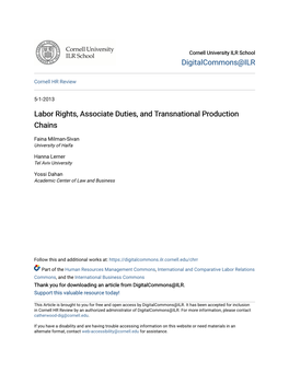 Labor Rights, Associate Duties, and Transnational Production Chains