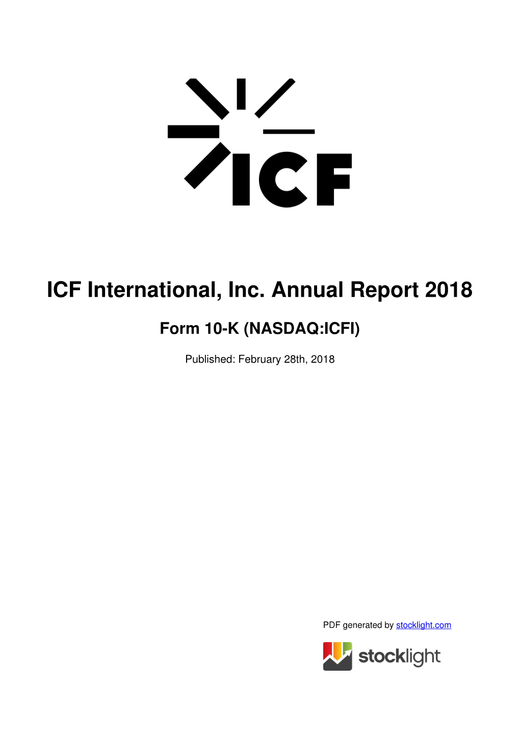 ICF International, Inc. Annual Report 2018