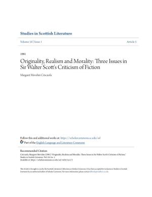 Three Issues in Sir Walter Scott's Criticism of Fiction Margaret Movshin Criscuola