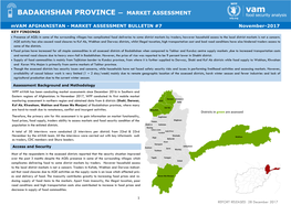 Badakhshan Province — Market Assessment