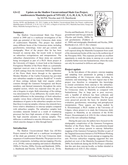 Update on the Shallow Unconventional Shale Gas Project, Southwestern Manitoba (Parts of NTS 62C, F, G, H, J, K, N, O, 63C) by M.P.B