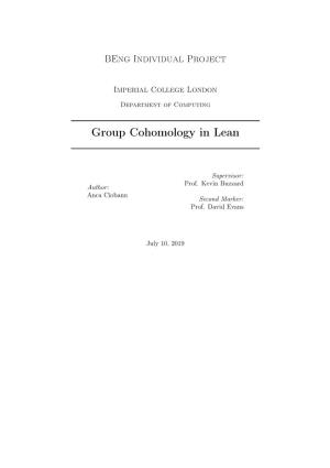 Group Cohomology in Lean