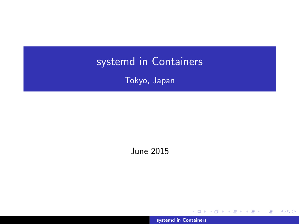 Systemd in Containers Tokyo, Japan