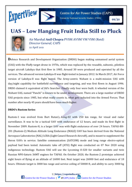 UAS – Low Hanging Fruit India Still to Pluck