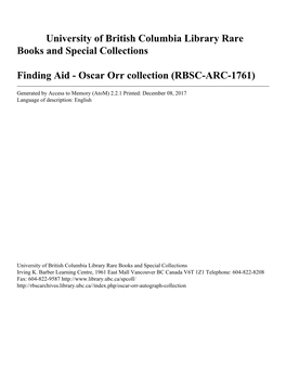 Oscar Orr Collection (RBSC-ARC-1761)