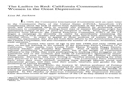 California Communist Women in the Great Depression